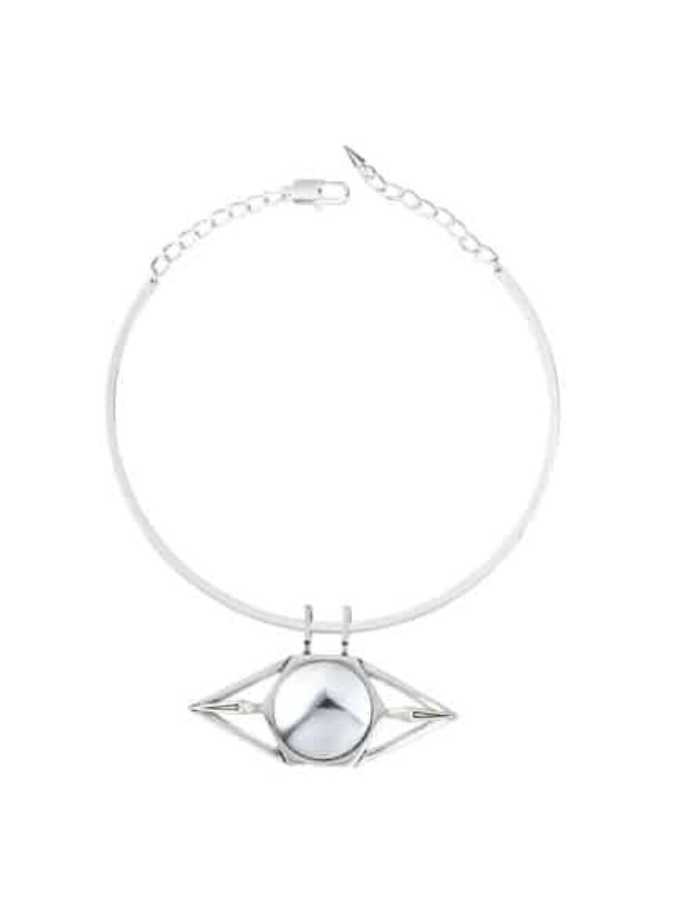 Rare Jenny Bird Silver Plated Nova Orb Collar 3D Metal Choker Statement Necklace - Picture 2 of 15
